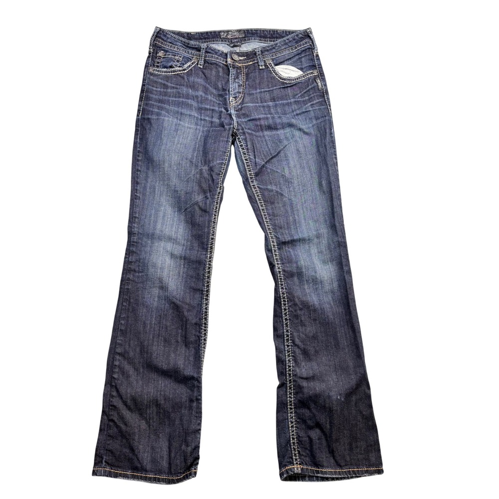 Silver Jeans Co Natsuki Bootcut Dark Wash Denim Jeans W31 L31 Contrast Stitch